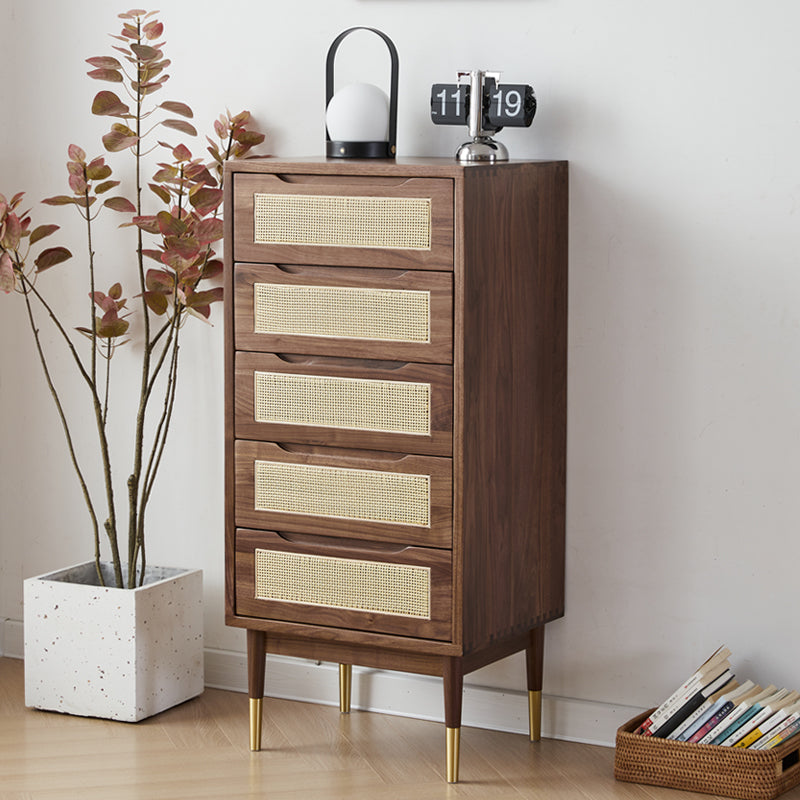 Mazonvintage-Crescent Chest of 5 Drawers Dresser Made in Solid Walnut Wood
