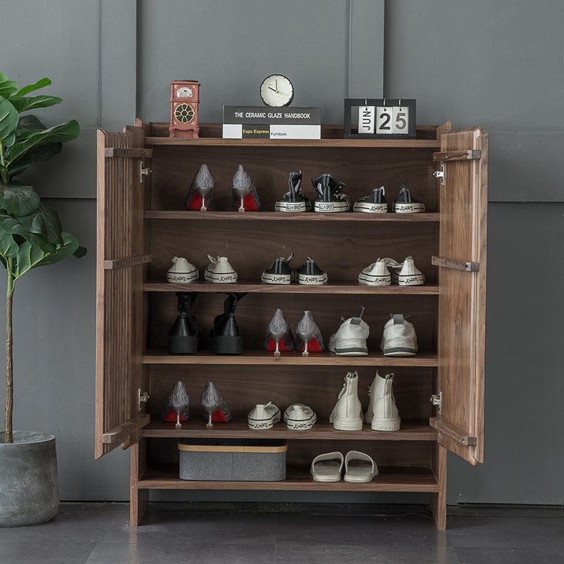 Mazonvintage-Brilliance Minimalist Black Walnut Wood Shoe Cabinet