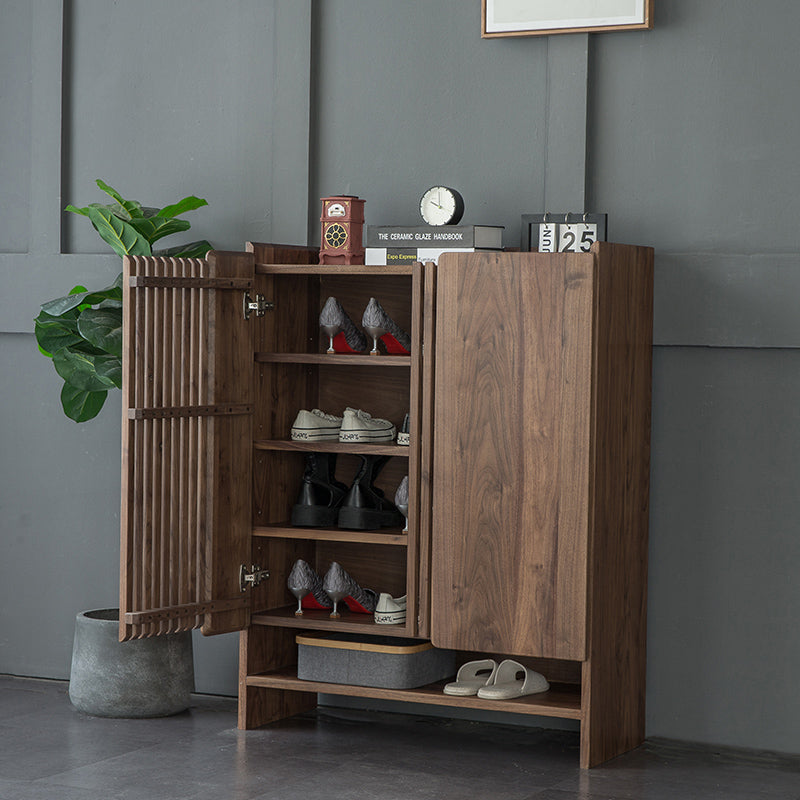 Mazonvintage-Brilliance Minimalist Black Walnut Wood Shoe Cabinet