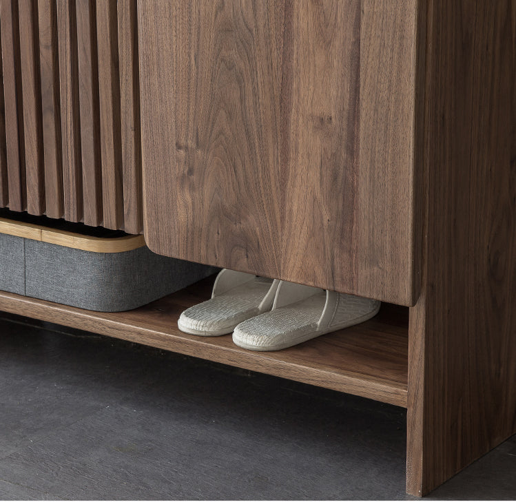 Mazonvintage-Brilliance Minimalist Black Walnut Wood Shoe Cabinet