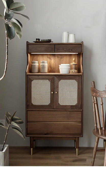 Mazonvintage-French Multi-Layers Solid Wood Cabinet with Rattan Door