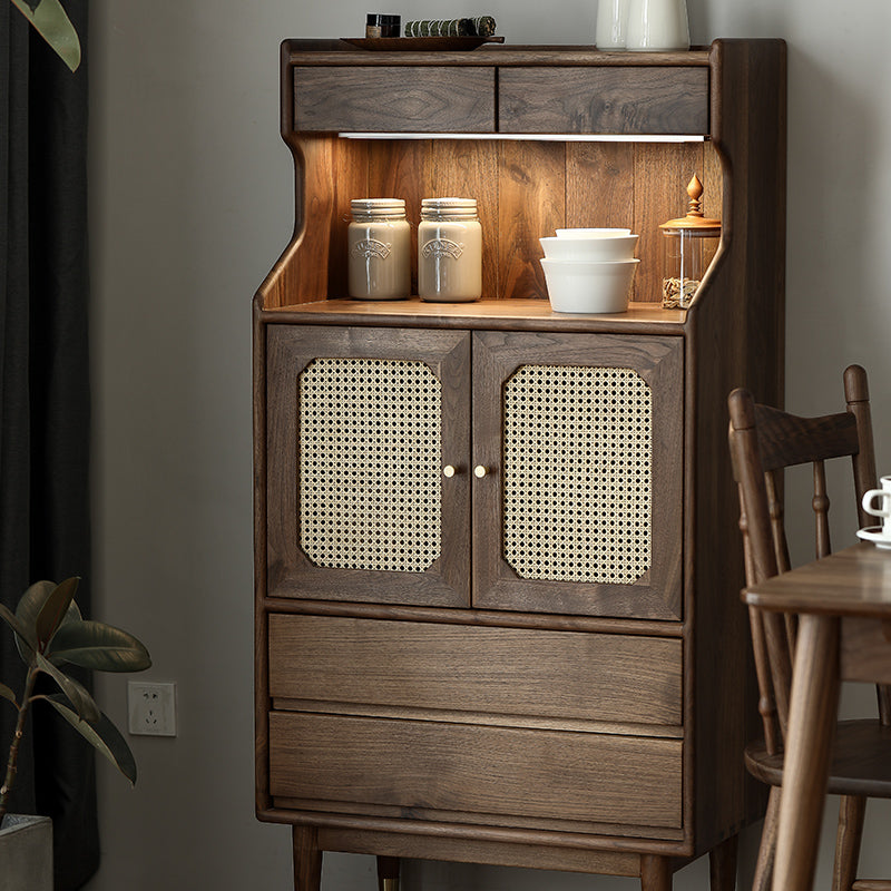Mazonvintage-French Multi-Layers Solid Wood Cabinet with Rattan Door