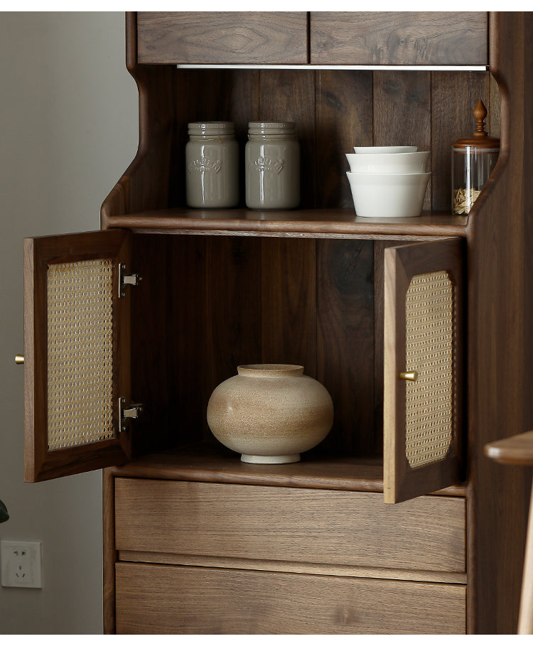 Mazonvintage-French Multi-Layers Solid Wood Cabinet with Rattan Door