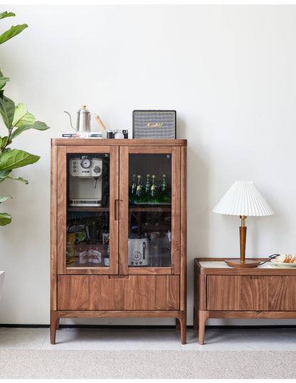 Mazonvintage-Sierra Black Walnut Wood Liquor Cabinet