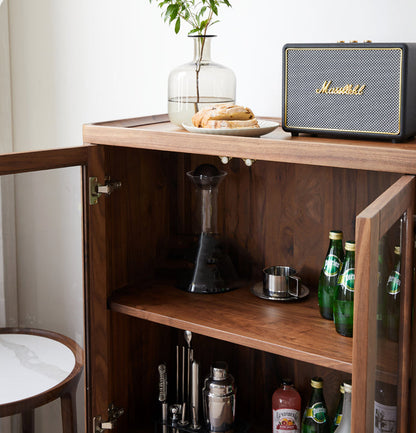 Mazonvintage-Sierra Black Walnut Wood Liquor Cabinet