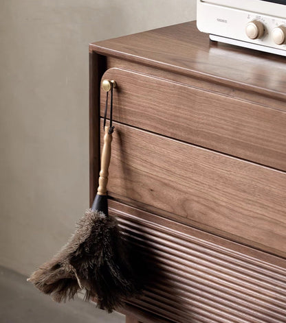 Mazonvintage-Glamour Multi-Drawers Black Walnut Wood Sideboard