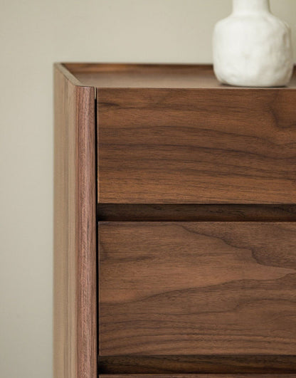 Mazonvintage-Layer Upon Layer in Balance Solid Walnut Wood Dresser with 5 Drawers