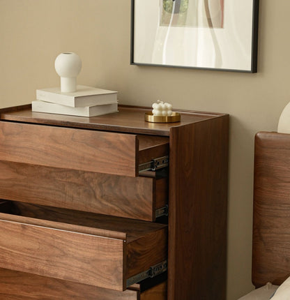 Mazonvintage-Layer Upon Layer in Balance Solid Walnut Wood Dresser with 5 Drawers
