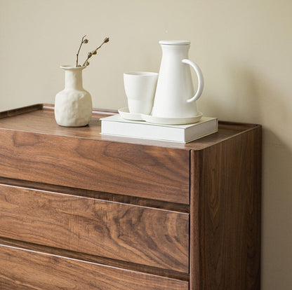 Mazonvintage-Layer Upon Layer in Balance Solid Walnut Wood Dresser with 5 Drawers