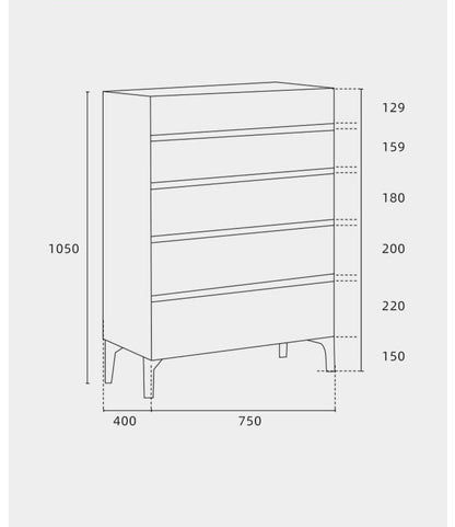 Mazonvintage-Layer Upon Layer in Balance Solid Walnut Wood Dresser with 5 Drawers