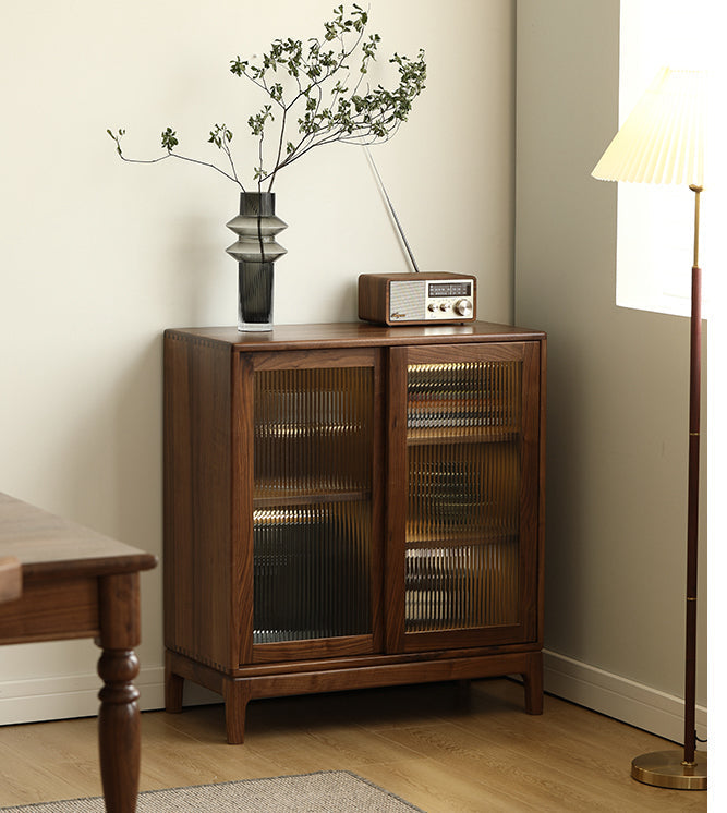 Mazonvintage-Epic Small Square Walnut Wood Storage Cabinet