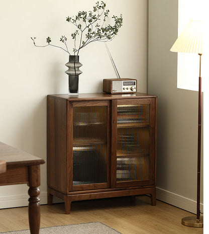 Mazonvintage-Epic Small Square Walnut Wood Storage Cabinet