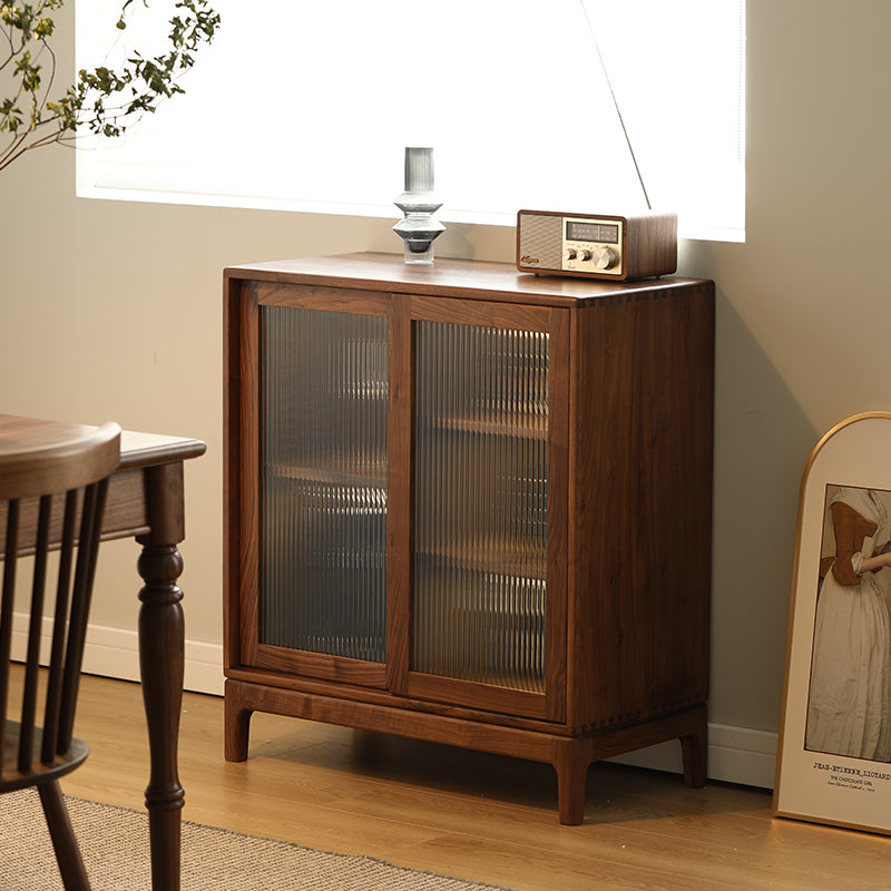 Mazonvintage-Epic Small Square Walnut Wood Storage Cabinet