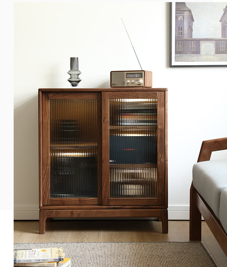Mazonvintage-Epic Small Square Walnut Wood Storage Cabinet