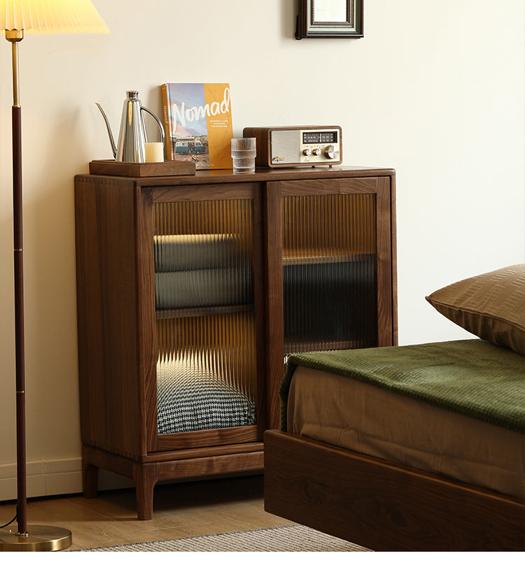 Mazonvintage-Epic Small Square Walnut Wood Storage Cabinet
