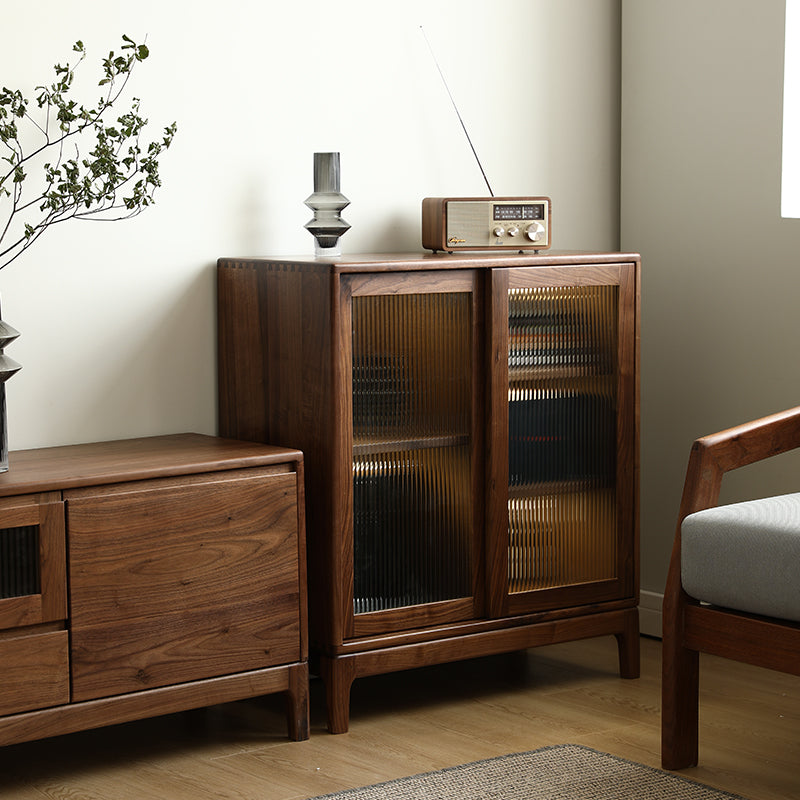 Mazonvintage-Epic Small Square Walnut Wood Storage Cabinet