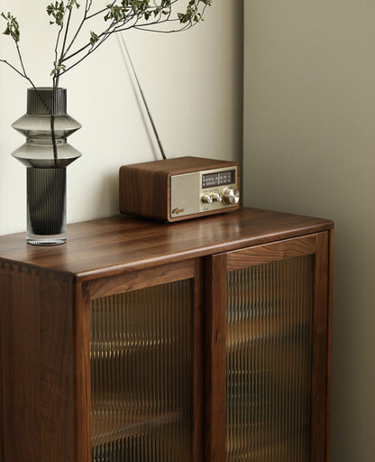 Mazonvintage-Epic Small Square Walnut Wood Storage Cabinet