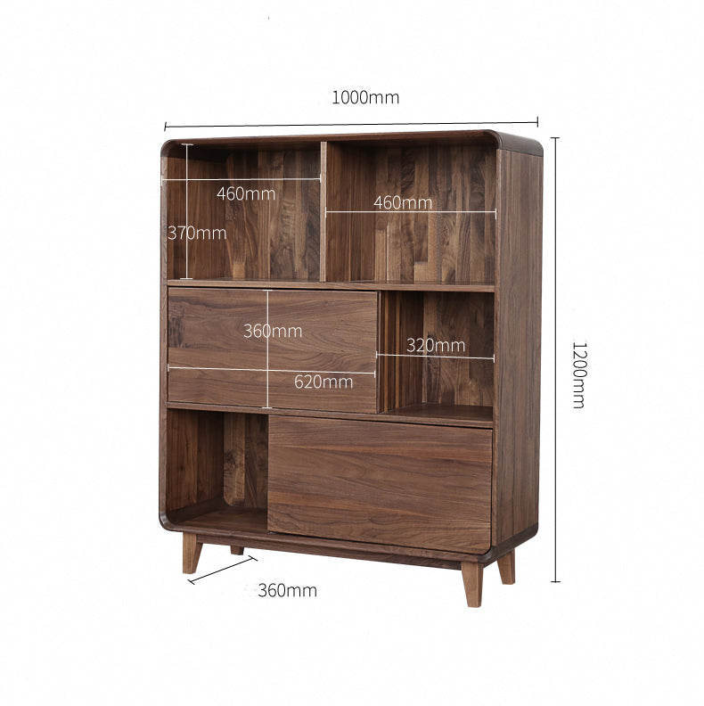 Mazonvintage-Solid Walnut Wood Display Cabinet with Storage