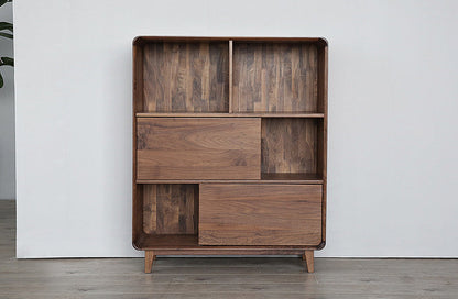 Mazonvintage-Solid Walnut Wood Display Cabinet with Storage