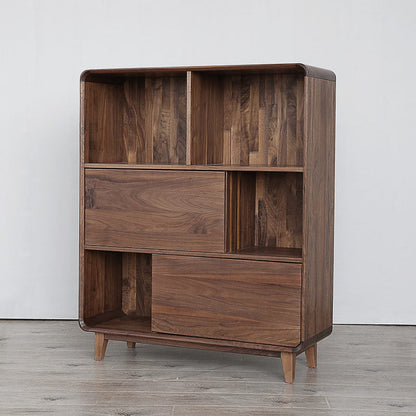 Mazonvintage-Solid Walnut Wood Display Cabinet with Storage