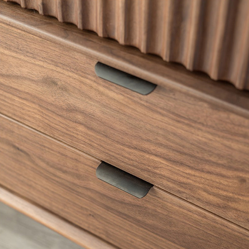 Mazonvintage-Louver Grille Design Black Walnut Wood Cabinet