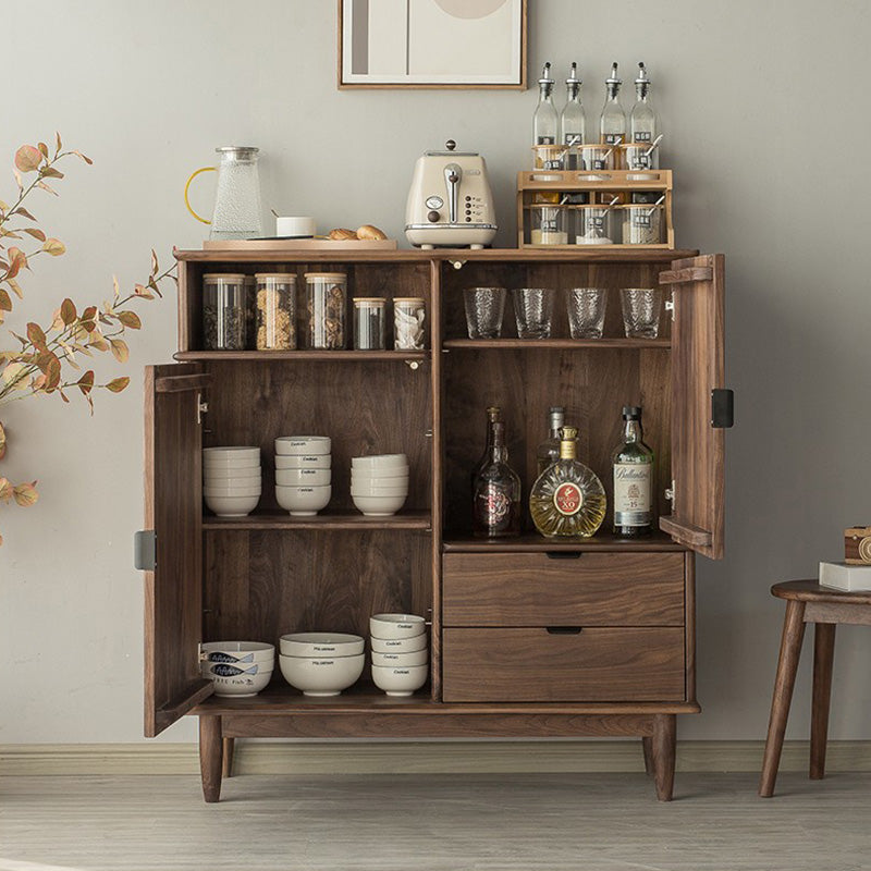 Mazonvintage-Louver Grille Design Black Walnut Wood Cabinet