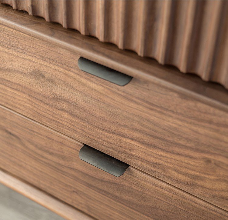 Mazonvintage-Louver Grille Design Black Walnut Wood Cabinet