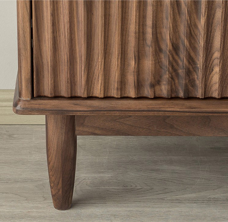 Mazonvintage-Louver Grille Design Black Walnut Wood Cabinet