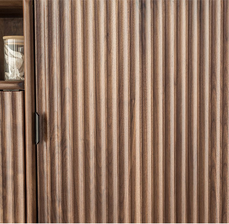 Mazonvintage-Louver Grille Design Black Walnut Wood Cabinet