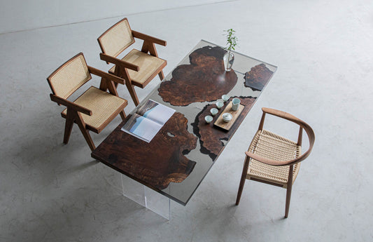 Mazonvintage-Serene Black River Butterfly Resin Table