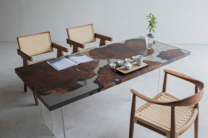 Mazonvintage-Serene Black River Butterfly Resin Table