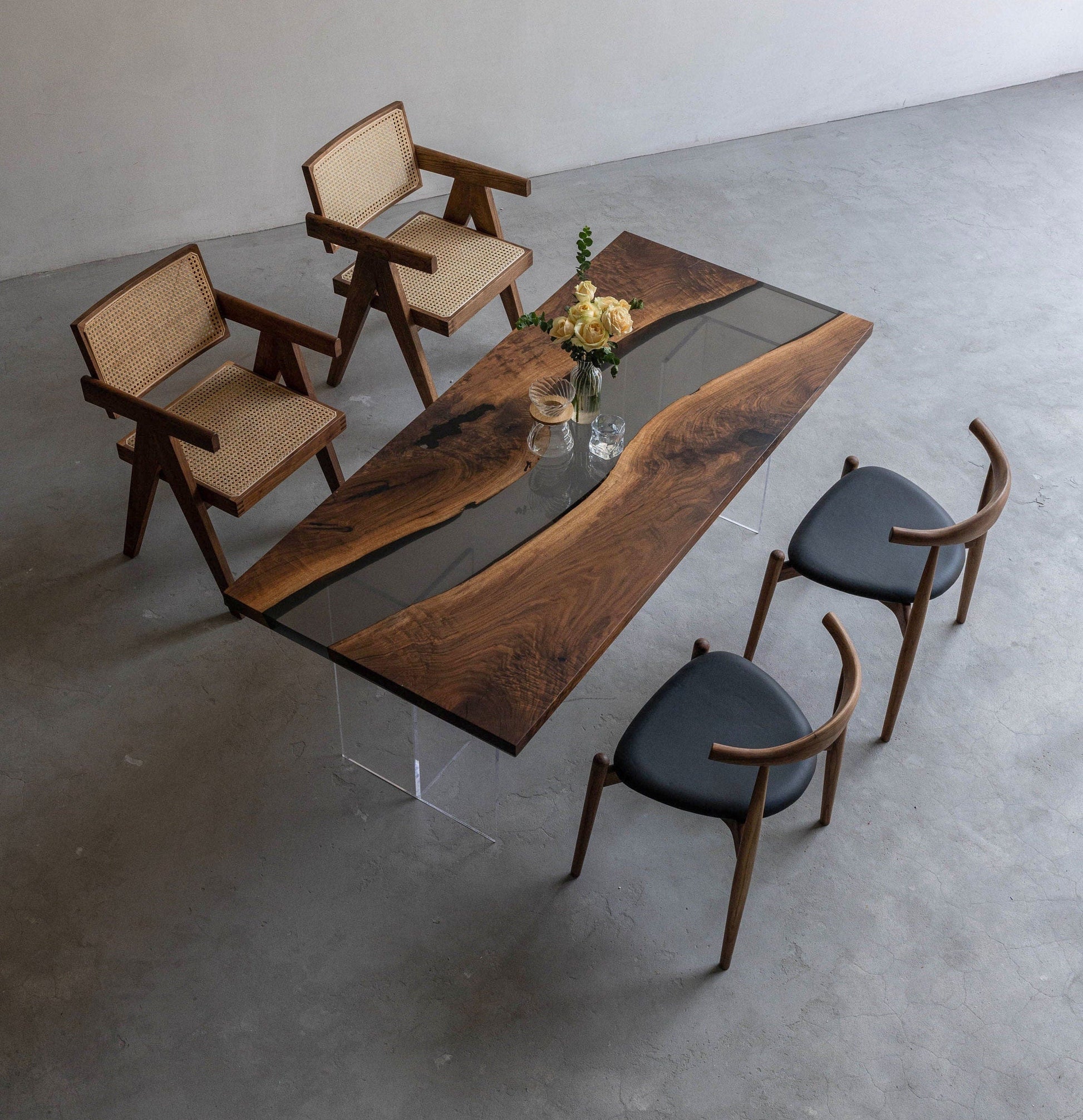 Mazonvintage-Custom solid America walnut Epoxy Resin River Table
