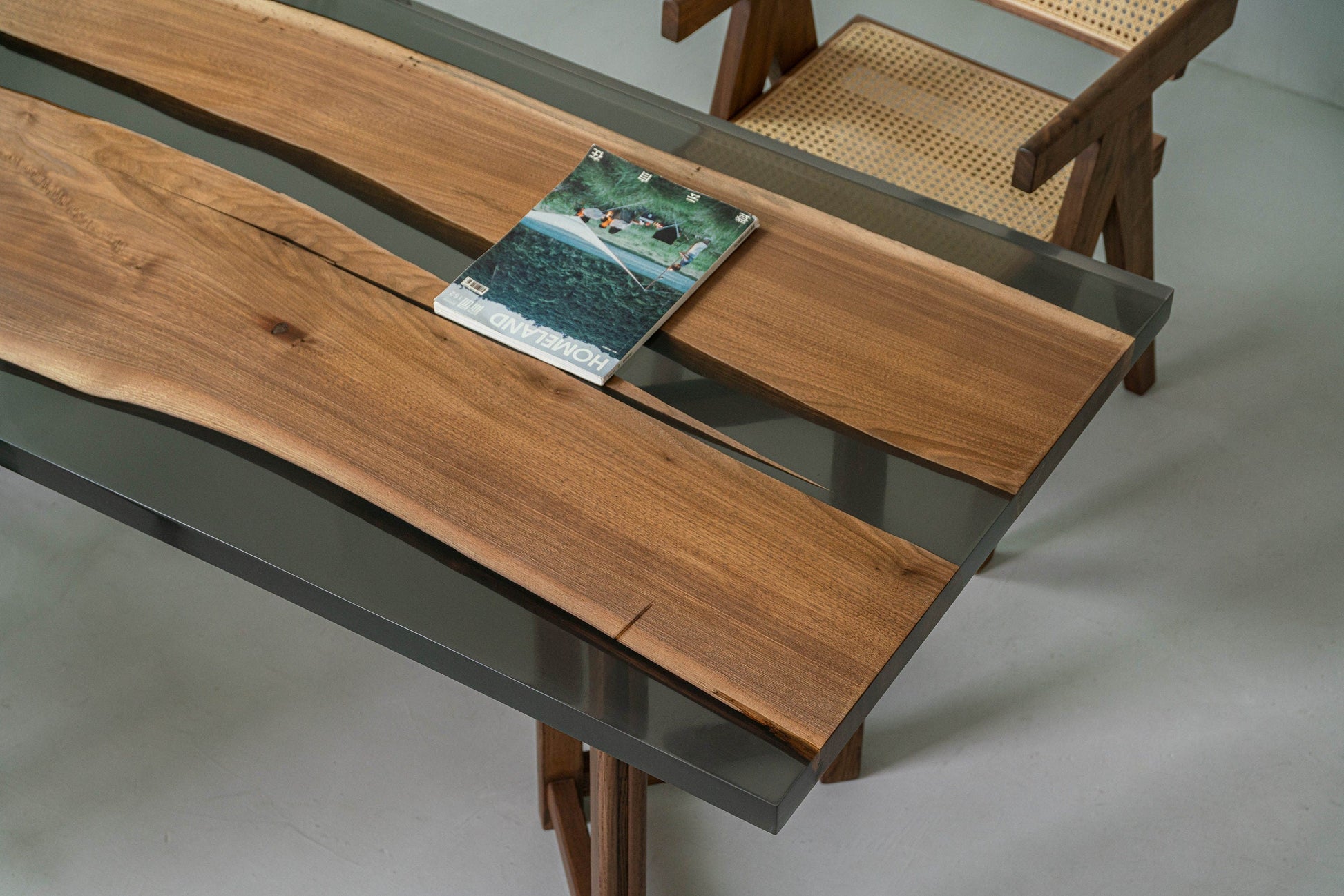 Mazonvintage-Large black walnut wood Epoxy Dining Table