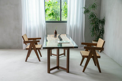 Mazonvintage-Large black walnut wood Epoxy Dining Table