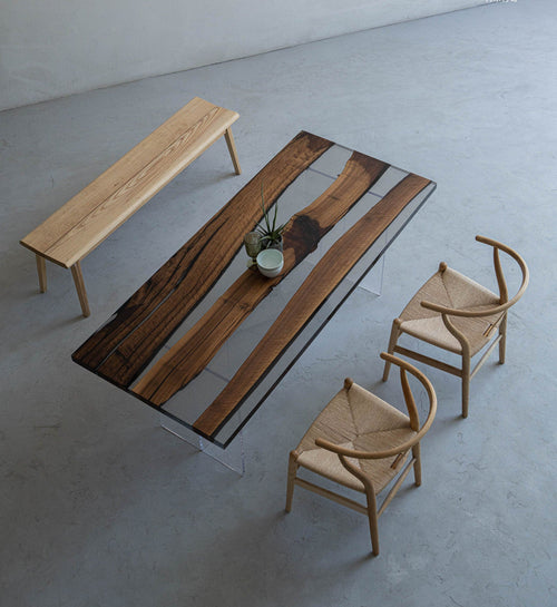 Mazonvintage-Epoxy Horizon Black Walnut Wood Table