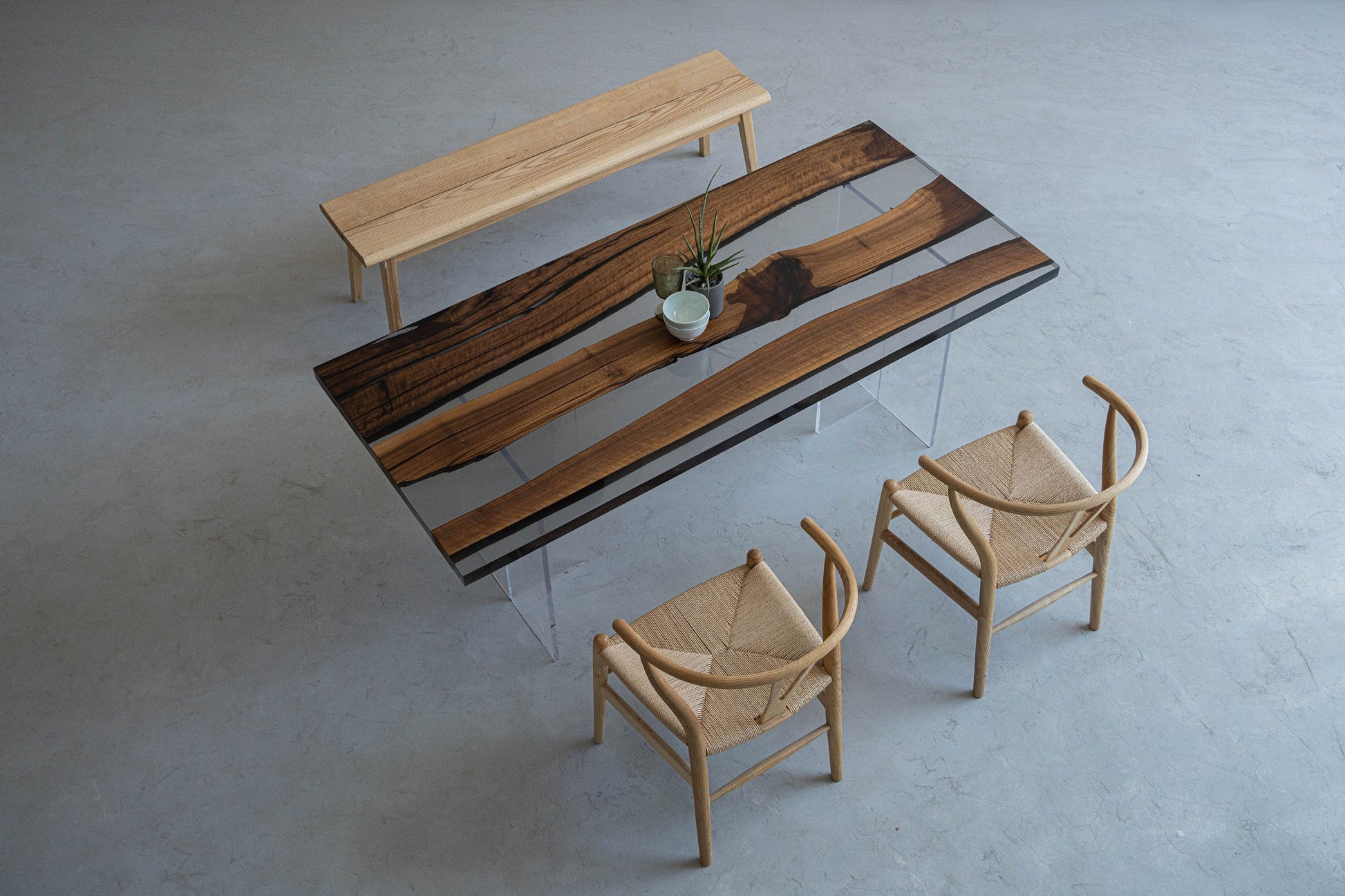 Mazonvintage-Epoxy Horizon Black Walnut Wood Table