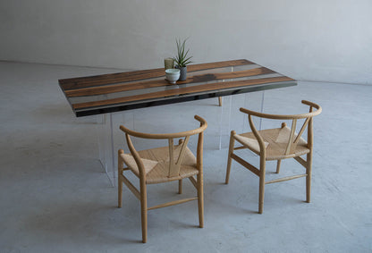 Mazonvintage-Epoxy Horizon Black Walnut Wood Table