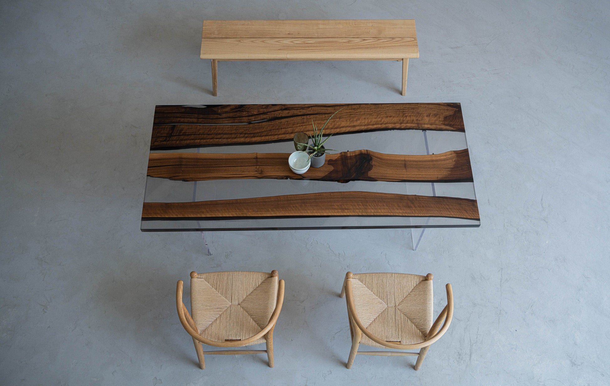Mazonvintage-Epoxy Horizon Black Walnut Wood Table