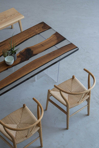 Mazonvintage-Epoxy Horizon Black Walnut Wood Table
