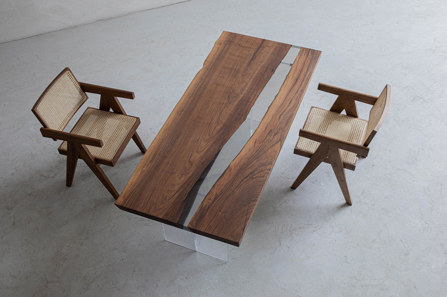 Mazonvintage-Vivid Edge Transparent Solid Wood Epoxy Resin Table