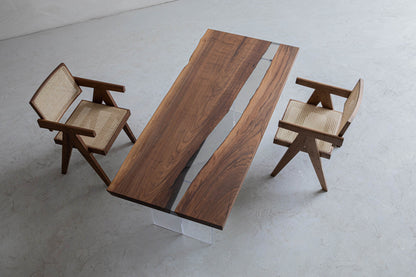 Mazonvintage-Vivid Edge Transparent Solid Wood Epoxy Resin Table