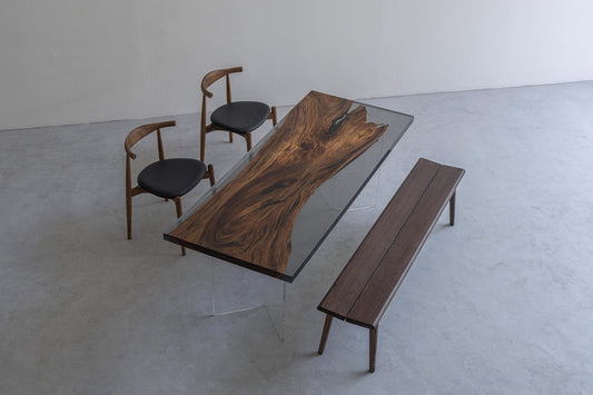 Mazonvintage-One-Piece Wood Monkey Pod Resin Table