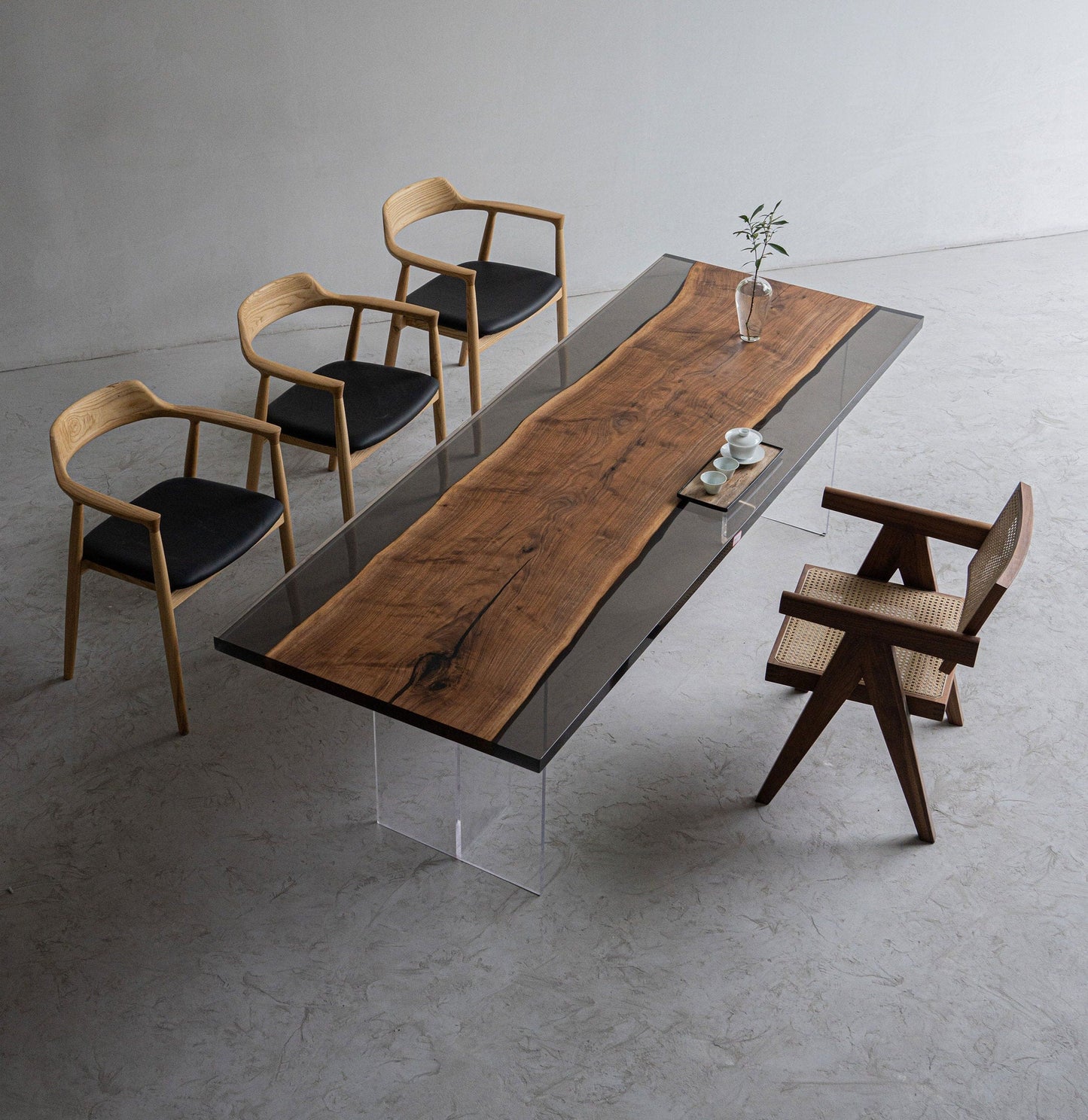 Mazonvintage-Solid Black Walnut Wood Epoxy Resin Table