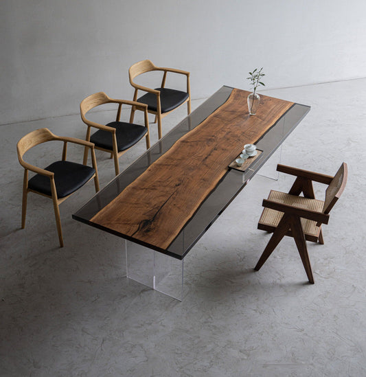 Mazonvintage-Solid Black Walnut Wood Epoxy Resin Table