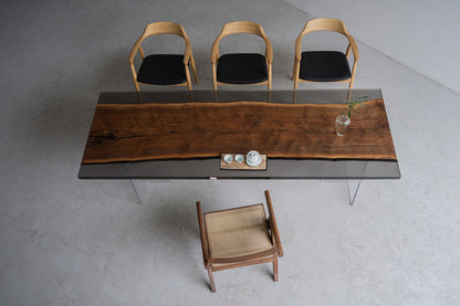 Mazonvintage-Solid Black Walnut Wood Epoxy Resin Table