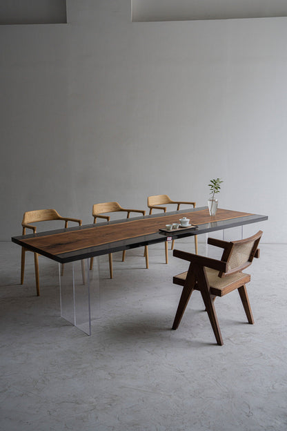 Mazonvintage-Solid Black Walnut Wood Epoxy Resin Table