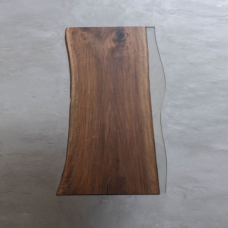 Mazonvintage-Solid Walnut Wood Coffee Table with Black Epoxy River