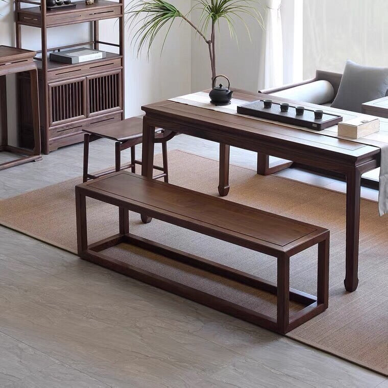 Mazonvintage-Mortise-Tenon Structure Black Walnut Wood Bench