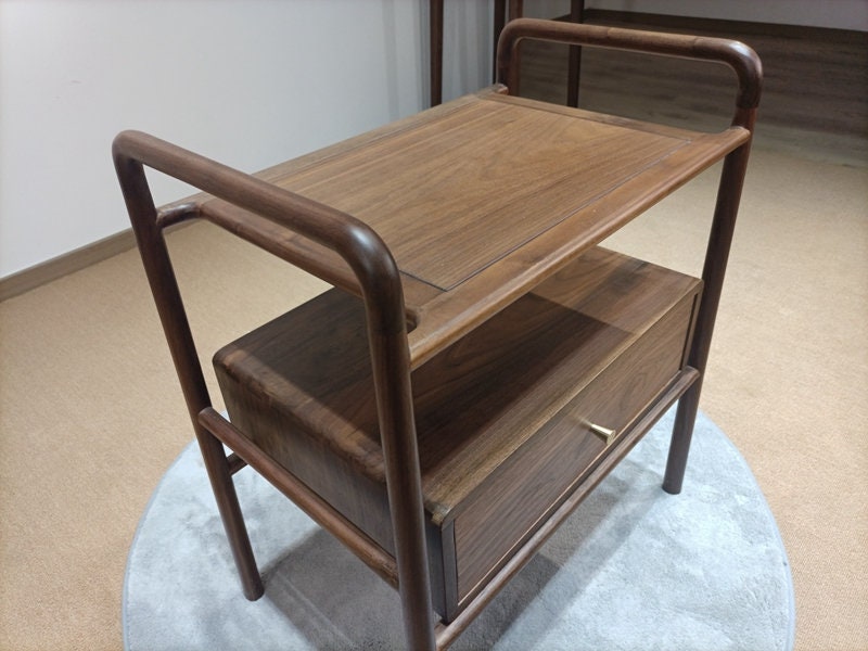 Mazonvintage-Vintage Mid Century Drexel Parallel Black Walnut Wood Side End Table Nightstand