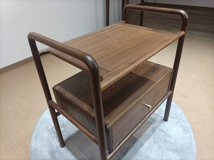 Mazonvintage-Vintage Mid Century Drexel Parallel Black Walnut Wood Side End Table Nightstand